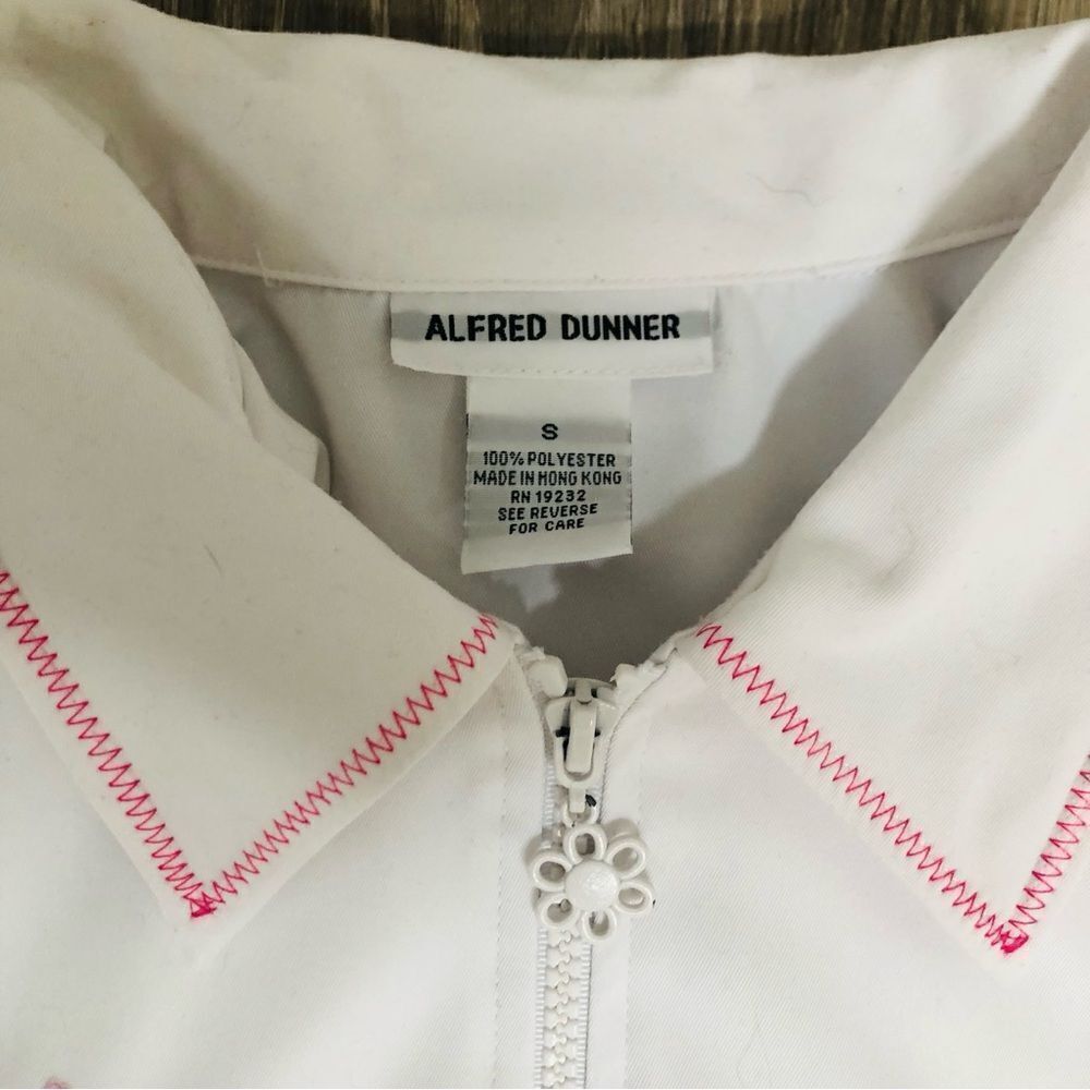 Alfred Dunner White Floral Beaded Long Sleeve Lightweight Zip Up Jacket Sz Small - Picture 3 of 10
